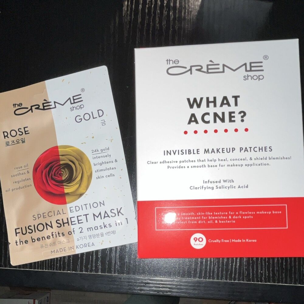 The Crème Shop: What Acne? Invisible Acne Patches 90ct AND 1 24K gold +rose mask